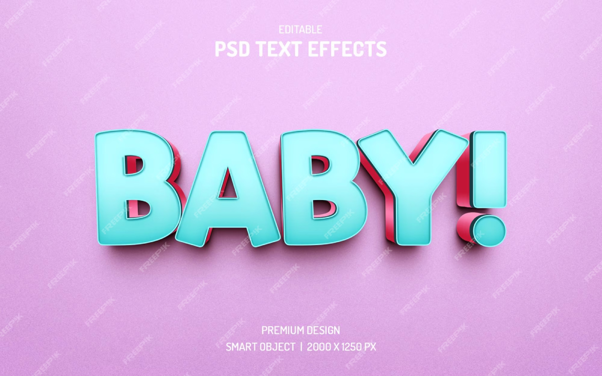 Baby 3d text style effect design