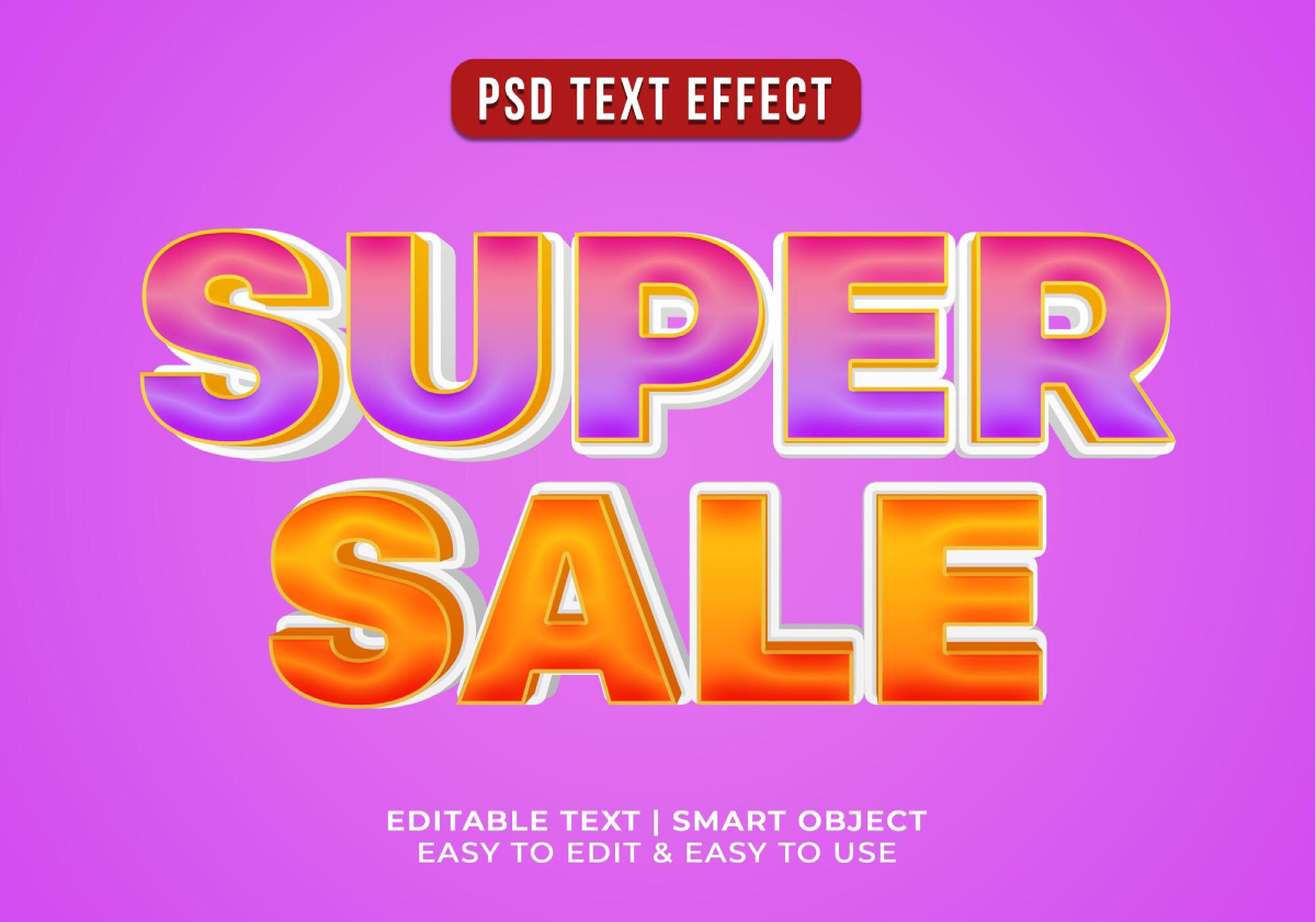 Editable super sale text effect