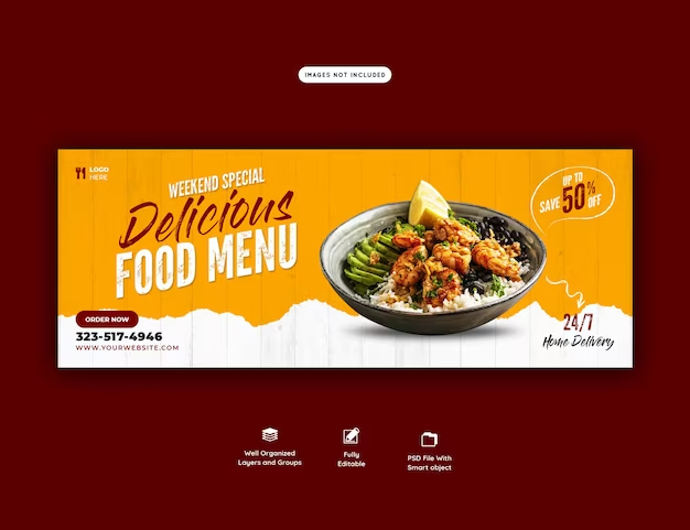 Food menu and restaurant facebook cover template