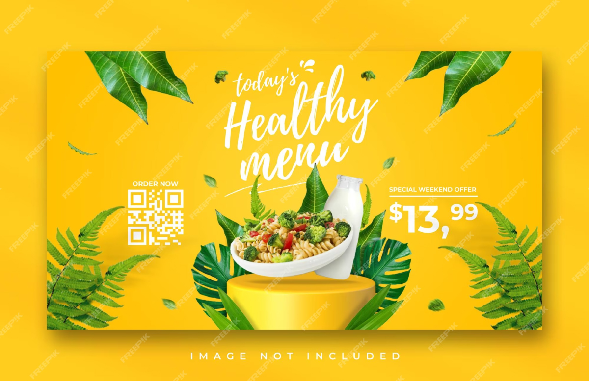Healthy menu promotion web banner template
