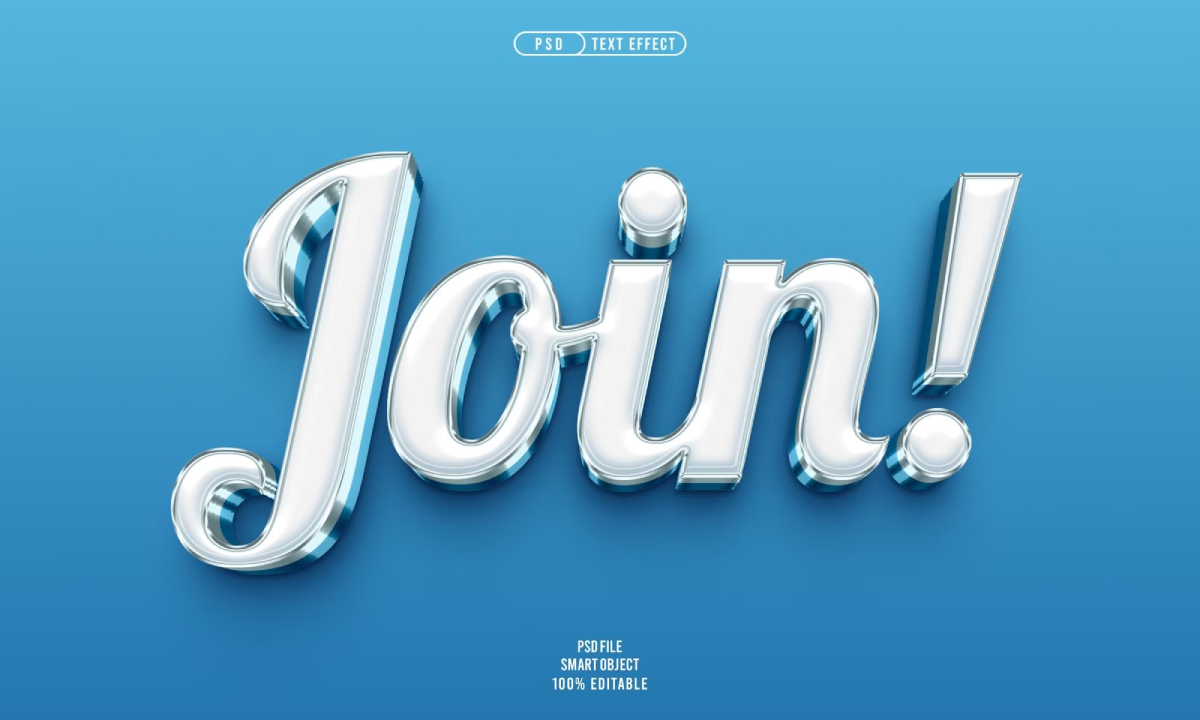 Join 3d editable text effect