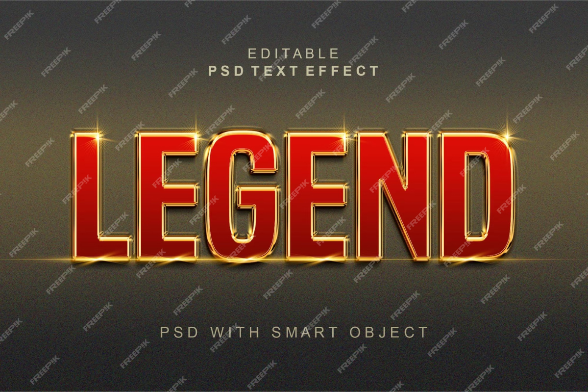 Legend red color 3d text effect template