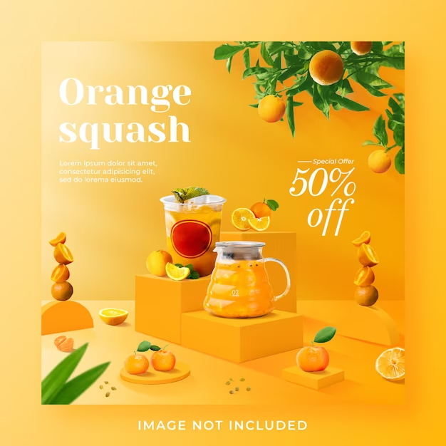 Orange squash drink menu promotion social media instagram post banner template