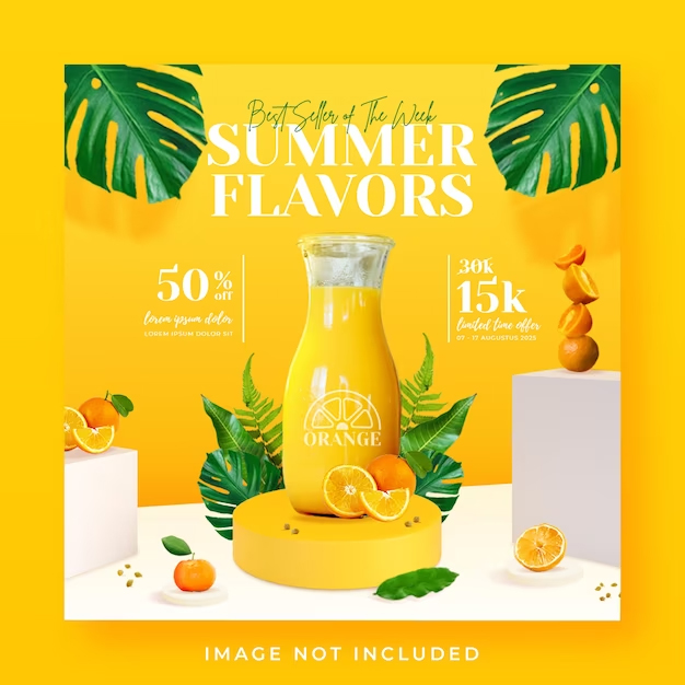 Summer drink menu social media post or banner