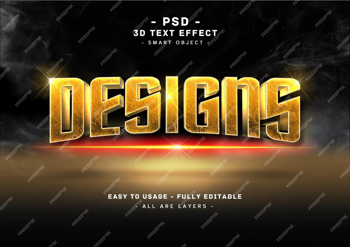Design 3d gold metal text style effect