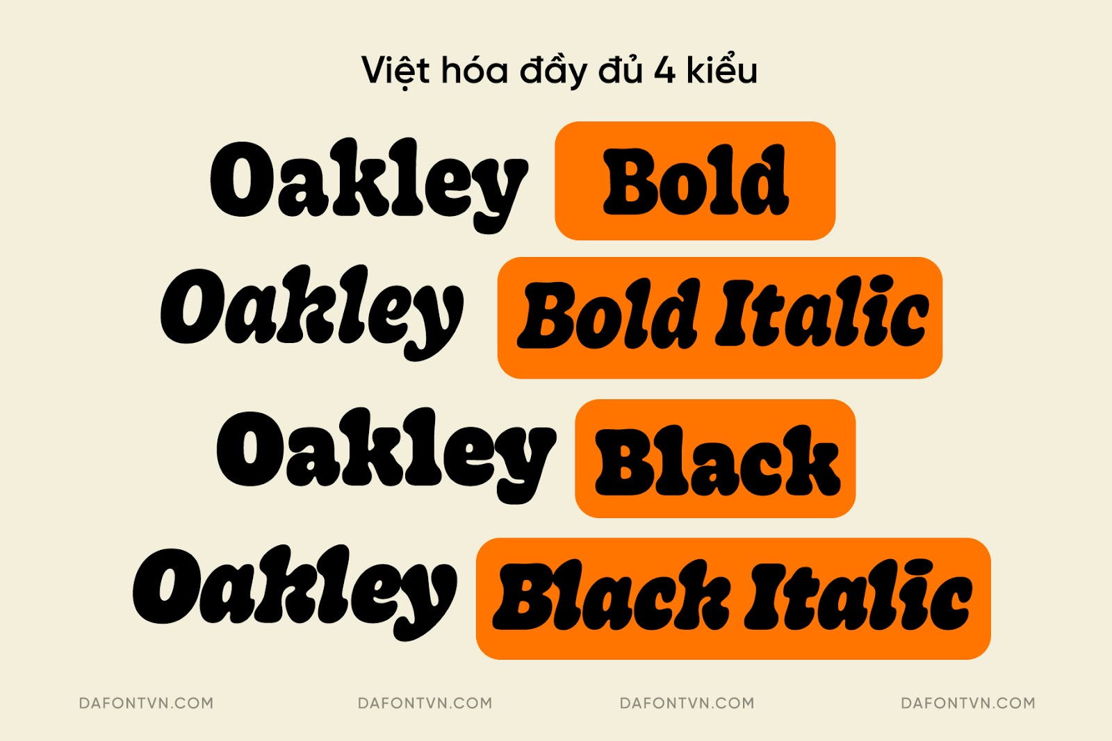 Font Oakley Việt hóa (4 font) - Béo béo đậm đậm