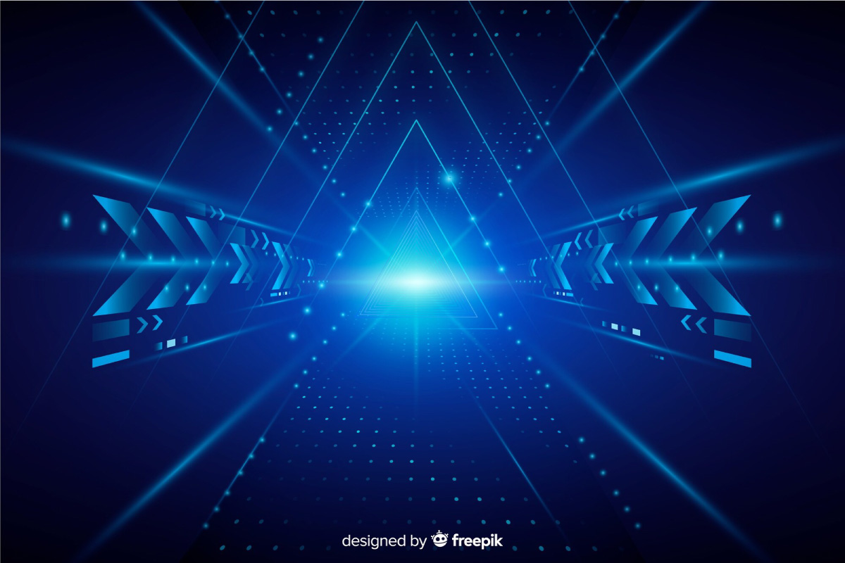 Realistic technology light tunnel background