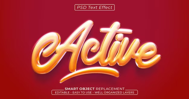 Active text glossy editable 3d style text effect