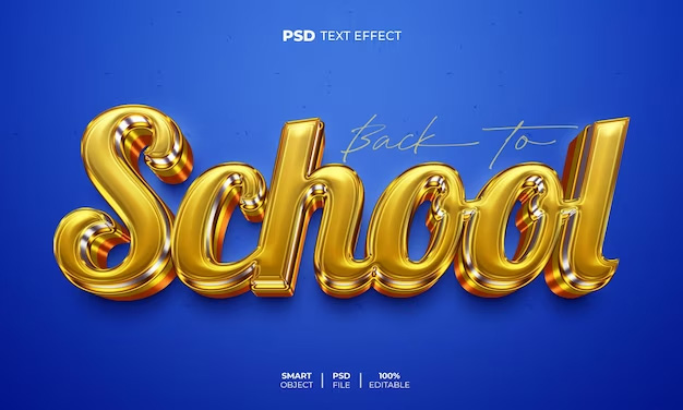 Back to school 3d editable text effect
