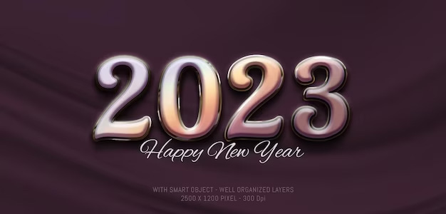 Beauty style 2023 happy new year with editable number 3d style effect