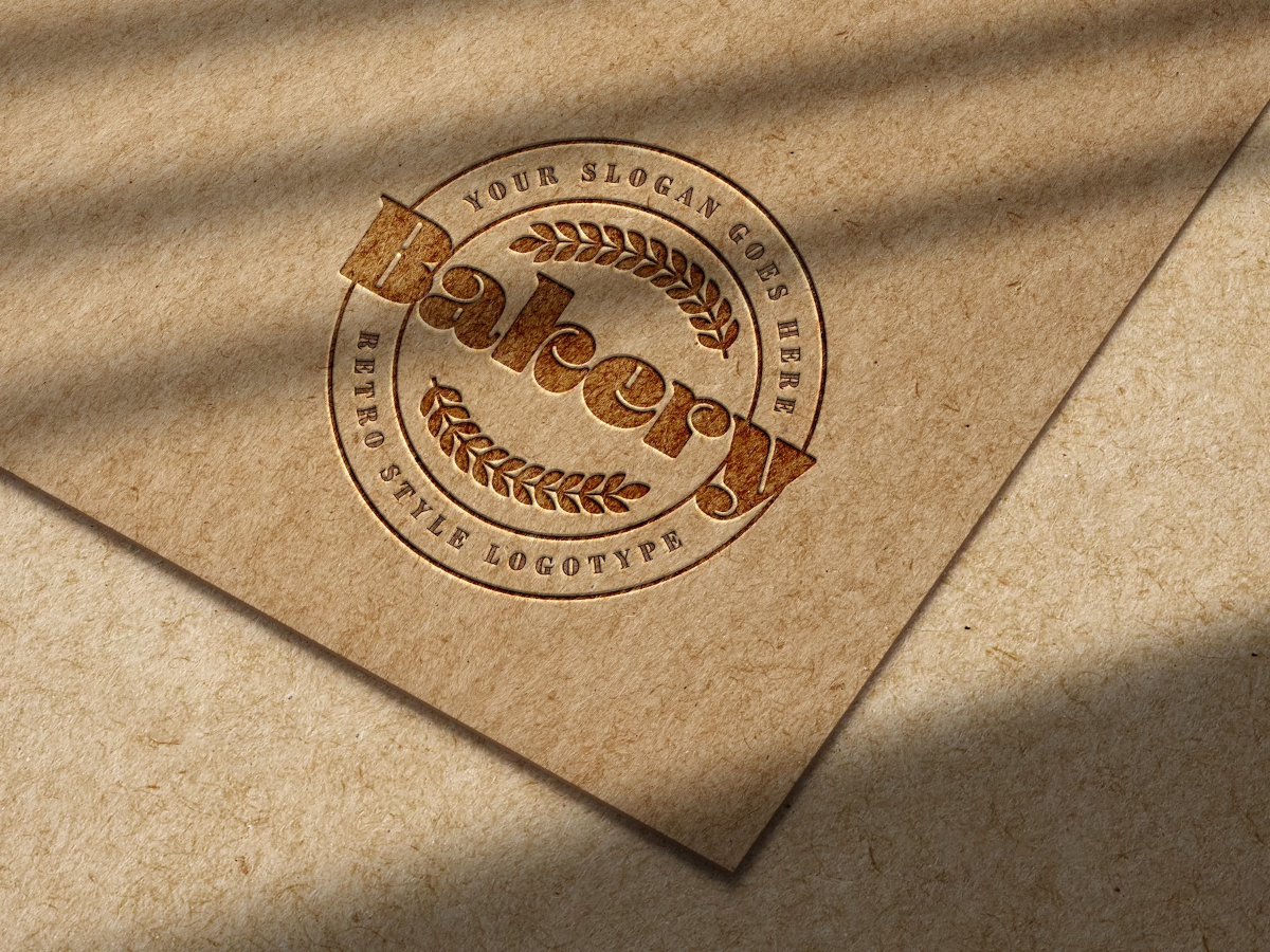 Debossed logo mockup on kraft paper