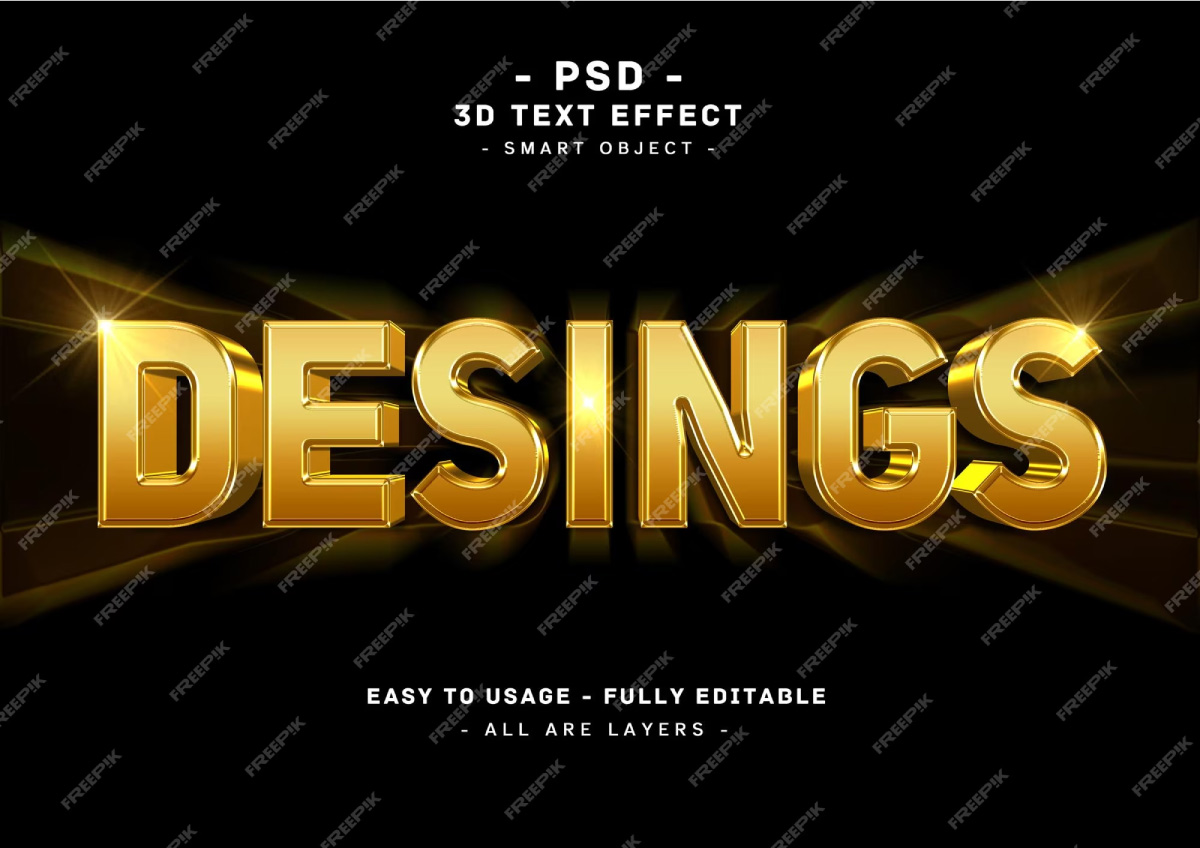 Designs 3d golden text style effect