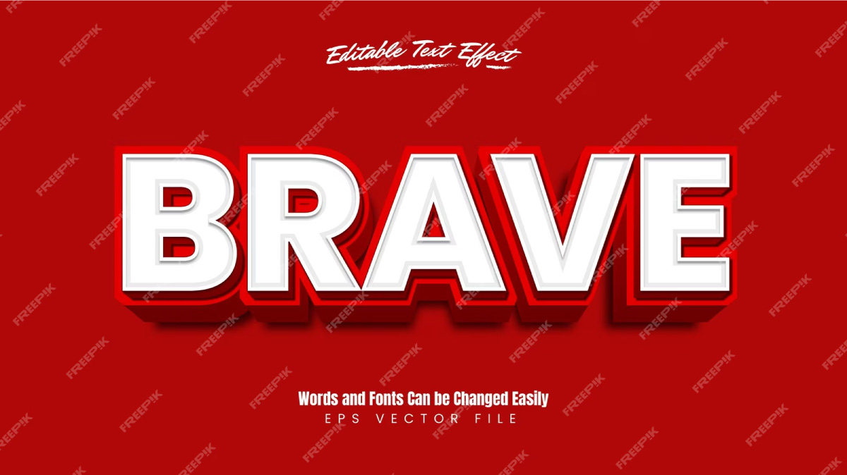 Editable 3d bold red text effect