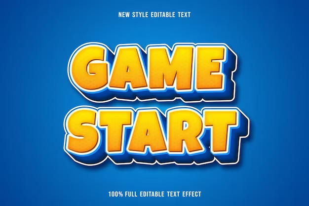 Editable text effect game start color yellow and blue