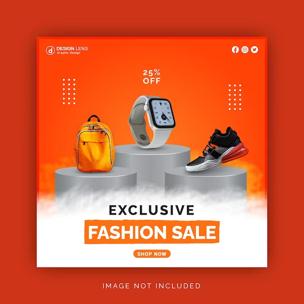 Exclusive fashion sale corporate bag watch and shoes social media post