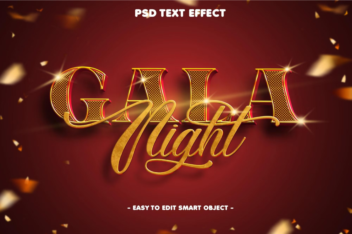 Gala night psd text effect