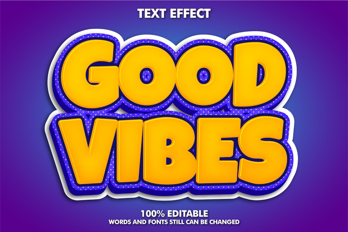Good vibes sticker, modern retro text effect