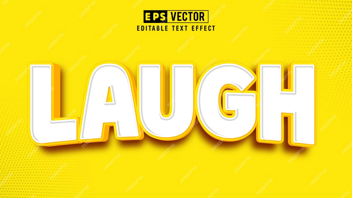 Laugh 3d editable text effect vector with background