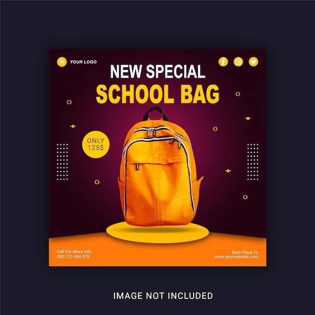 New special school bag social media post instagram banner template