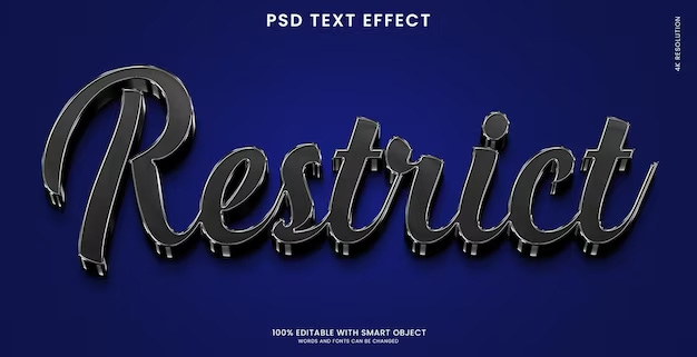 Restrict 3d text effect template