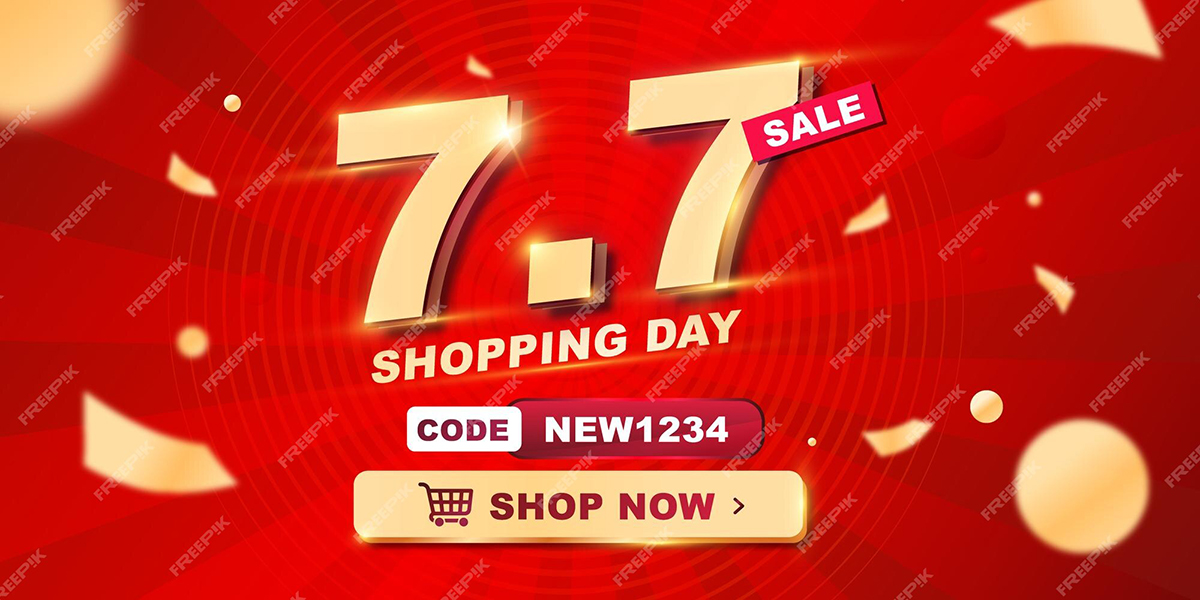 Sale 77 shopping day red background premium vector