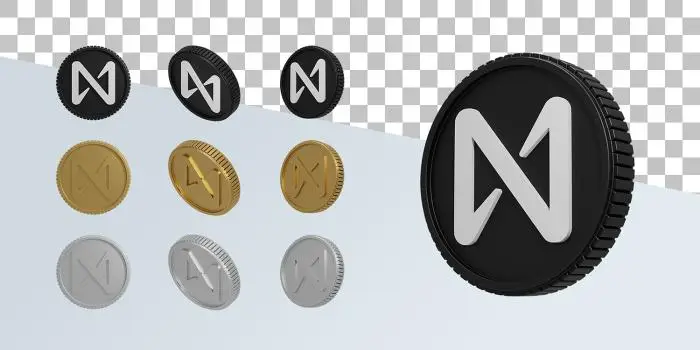 3d realistic render near protocol crypto coin set