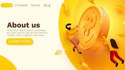 People flying around golden coin