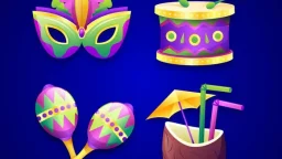 Gradient brazilian carnival elements collection