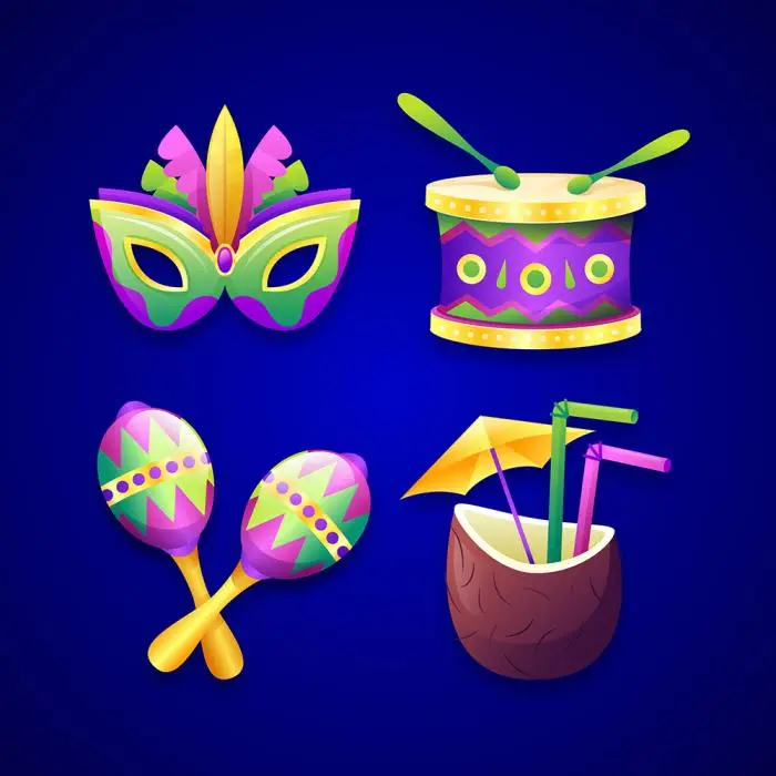 Gradient brazilian carnival elements collection