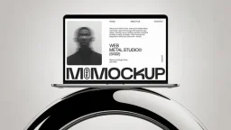 Laptop mockup on chrome stand