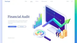 Financial audit isometric landing page or web banner