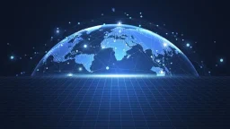 Global network connection world map point and line composition concept of global