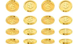 Different positions of dollar coins animation set