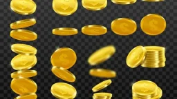 Realistic gold coins darktransparent set