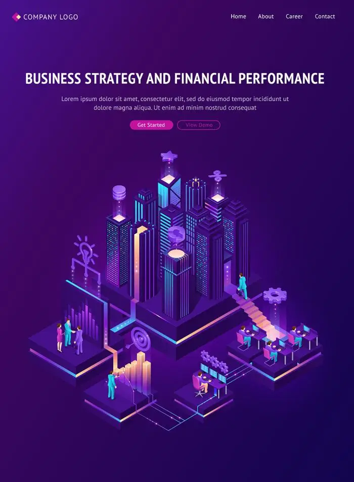 Business strategy and financial performance landing page