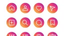 Flat instagram icons and notifications set