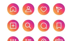 Flat instagram icons and notifications set