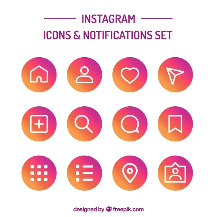 Flat instagram icons and notifications set