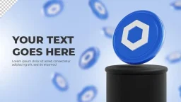 Chainlink crypto coin 3d rendering