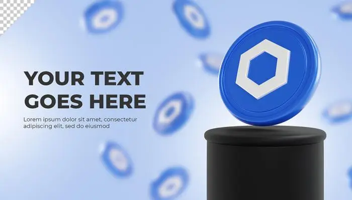 Chainlink crypto coin 3d rendering