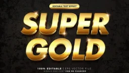 3d luxury super gold sparkle text style effect template editable text effect