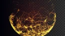 Abstract vector mesh half-yellowspheres-low-poly-style-flying-debris-line-transparent-background