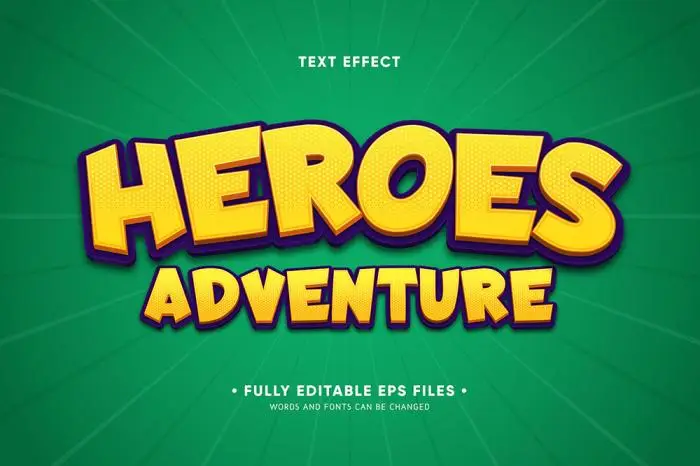 Heroes adventure text effect