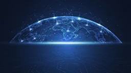 Global network connection world map point line composition concept global