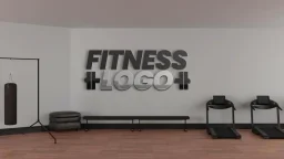 Logo mockup on gym on wall