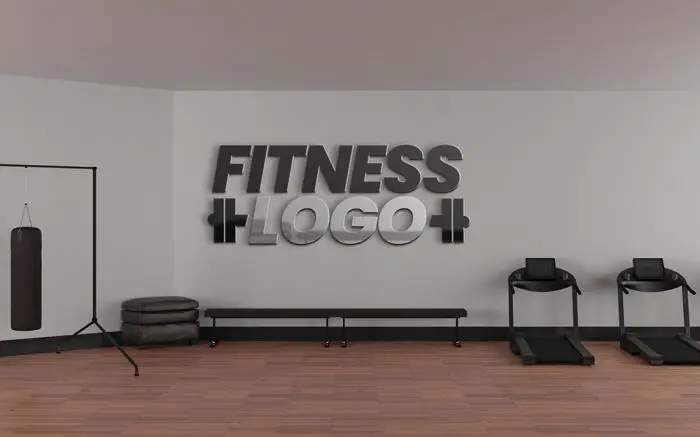 Logo mockup on gym on wall