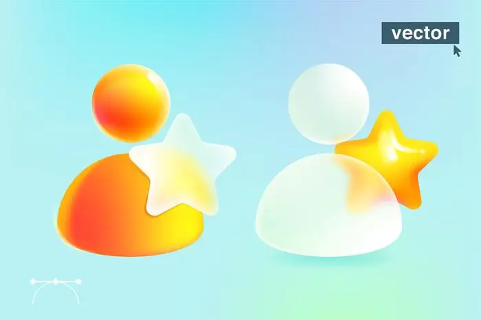 Person user with star icon glassmorphism style 3d vector avatar icon