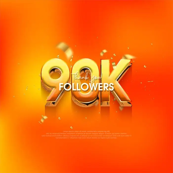 90k followers speech background with a bright and fresh orange color