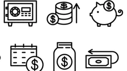 Vector money savings icon set editable stroke collection of line business icons rela