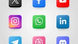 Gradient twitter and other social media apps logos collection